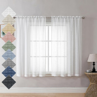 Aiyufeng White Sheer Curtains 45 Inch Length 2 Panels, Short Linen Curtains For Kitchen, Small Window Curtains Window Treatment Privacy With Light Filtering For Cafe/Bathroom, Each 30Wx45L Inch, White