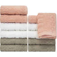 Ph Pleasant Home Diamond Wash Cloths Set - 12 Pack (12    X 12   ) - 509 Gsm - 100% Ring Spun Cotton Wash Cloth - Super Soft And Highly Absorbent Face Towels (Blush, White & Tan)