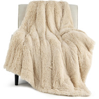 Bedsure Soft Fuzzy Faux Fur Light Khaki Throw Blanket - Cozy, Fluffy, Plush Sherpa Khaki Blanket, Furry, Shaggy Blanket For Couch, Bed, Sofa, Thick Warm Blankets For Women, 50X60 Inches, 640 Gsm
