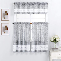 Interior Trends 3 Piece Kitchen Window Curtain Panel Tiers And Valance Set (36"" Tiers Set, Live Love Laugh Gray)