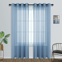 Mrs.Naturall Dusty Blue Curtains 84 Inch Length For Living Room 2 Panels Set Grommet Window Sheer Curtain Panels For Bedroom 52 X 84 Inches Long Blue Gray Grey Color