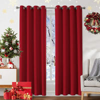 Cucraf Red Blackout Curtains 90 Inch Length 2 Panels Set, Room Darkening Curtains & Drapes For Living Room Bedroom, Thermal Insulated Light Blocking Grommet Window Curtain (W52 X L90 Inch)