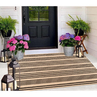 Buagetup Outdoor Rug 3'X 5',Tan Striped Washable Area Rug Hand-Woven Cotton Washable Rug Machine Washable Indoor/Outdoor Area Rug Floor Mat For Farmhouse Living Room Bedroom