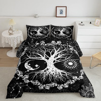 Tree Of Life Boys Comforter Set Full Size Sun And Moon Bedding Set Kids Teens Bedroom Decor Black And White Constellations Comforter Set Floral Botanical Quilt Set With 2 Pillowcases