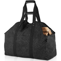 Bonthee Extra Large Waterproof Firewood Log Carrier Canvas Firewood Holder Indoor With Shoulder Strap And Top Handles Contained Weight-Relief Pad For Easy Carry - Black