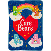 Silver Buffalo Care Bears Rainbow Heart Logo Featuring Cheer Bear, Bedtime Bear, Cheer Bear, And Tenderheart Bear 45    X 60    Fleece Throw