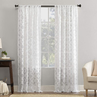 No. 918 Yvette Trellis Jacquard Sheer Rod Pocket Curtain Panel, 52"" X 84"", White