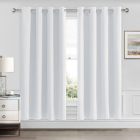 Cucraf Grayish White Blackout Curtains 54 Inch Length 2 Panels Set, Room Darkening Curtains & Drapes For Living Room Bedroom, Thermal Insulated Light Blocking Grommet Window Curtain (W52 X L54 Inch)