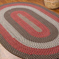 Super Area Rugs Oval 4 ' X 6 ' Brown - Red - Ivory Oval Braided Rug For Farmhouse Style Bedrooms And Living Rooms