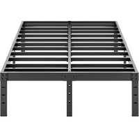 Aldrich Metal Full Size Bed Frame - 16 Inch Tall Black Basic Steel Slats Platform, Easy Assembly Heavy Duty Noise Free Bedframes, No Box Spring Needed