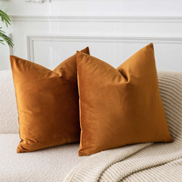 Juspurbet Rust Velvet Throw Pillow Covers 16X16 Inches Set Of 2 With Zipper Decorative Soft Solid Pillow Covers For Couch Bed Sofa Living Room