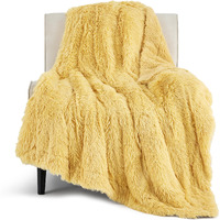 Bedsure Soft Fuzzy Faux Fur Twin Blanket Light Yellow - Cozy, Fluffy, Plush Sherpa Fleece Blanket, Furry, Shaggy Blanket For Couch, Bed, Sofa, Thick Warm Blankets For Women, 60X80 Inches, 640 Gsm