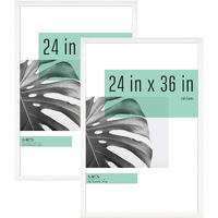Mcs Studio Gallery 24X36 Poster Frame White Woodgrain, Vertical & Horizontal Wall Hanging Large Picture Frame For Photos, Posters & Art Prints (2-Pack)