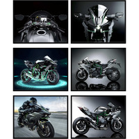 Bigwig Prints Kawasaki Ninja H2R Poster - Motorcycle D  Cor, Motorcycle Wall Art, Ninja H2 Poster, Motorcycle Poster, Motorcycle Art, Motorcycle Wall Decor, Motorcycle Posters - Unframed 6 Pack (8X10)