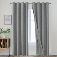 Joydeco Light Grey Blackout Curtains 120 Inches Long For Living Room, 100% Blackout Light Grey Curtains For Bedroom, Linen Room Darkening Burlap Grommet Textured Drapes (52X120 Inch, Light Grey)