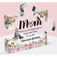 Gifts For Mom - Cute Engraved Acrylic Block Puzzle Piece - Adorable Mum Gift From Son, Daughter - Fun Christmas, Mothers Day, Retirement Gift Idea - Fancy Decoration Piece For Home, Office