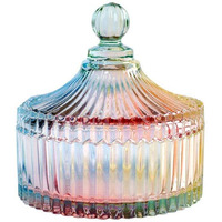 Choold Luxury Colorful Tent Shaped Crystal Candy Jar With Lid,Clear Glass Apothecary Jar Wedding Candy Buffet Jar Food Jar (10Oz/24Oz)