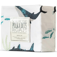 Where The Polka Dots Roam Nautical Ocean Full Bedding Set - 4 Piece Super Soft Kids Bed Set With Fitted Sheet, Flat Sheet, And Pillowcases - Underwater Sea Creatures Design For Boys Girls Room D  Cor