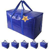 Moving Bags Heavy Duty Extra Large Storage Tote For Space Saving, Traveling Organizer, With Zippers & Strong Carrying Handles Alternative To Moving Boxes, Packing Supplies (Set Of 6)