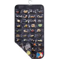 Bloss Hanging Jewelry Organizer With 80 Pockets Double-Size Hanging Jewelry Holder For Jewelry Earring Storage-Black