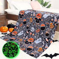 Halloween Blanket Cozy Soft Lightweight Fleece Fall Pumpkin Throw Blankets Glow In The Dark Blankets Gifts Decor For Girls Boys Teens Kids Women Birthday
