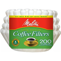 Melitta Junior Basket Coffee Filters 200-Count, White, 4-6 Cups (Pack Of 3)