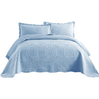 Marcielo 3-Piece 100% Cotton Oversized Bedspread Quilt Set Coverlet Set Farmhouse Bedding Set Tf, Light Blue, King