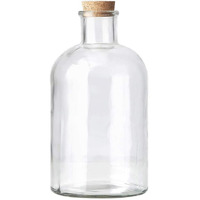 Serene Spaces Living Decorative Clear Glass Bottle Vases With Cork Stoppers, Vintage Wedding Decor, Use For Floral Centerpieces At Party, Event, Measures 11"" Tall & 5.75"" Diameter, Sold Individually