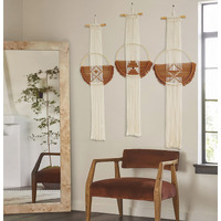 Macrame Wall Hanging Boho Wall Decor 3Pcs Brown Fiber Wall Art Handmade Home Room D  Cor