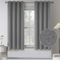 45 Inches Long Short Curtains For Kitchen -2 Panels 100% Blackout Burlap Linen Textured Thermal Insulated Cottage Home Decor Farmhouse Small Curtains For Bathroom (W 52 X L 45 Inch Length,Dove Grey)