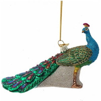 Kurt S. Adler Peacock Themed Purple Blue Teal Green Ornaments (5"" Peacock Christmas Ornaments Bird Nb1732)