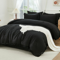 Andency California King Size Black Comforter Sets With Sheets - 7 Pieces Boho Tassel Bed In A Bag Soft Lightweight Bedding Sets, Black Fringe Bed Set With Comforter, Sheets, Pillowcases & Shams