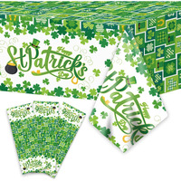 Wiooffen 3 Pcs St. Patrick's Day Plastic Tablecloth Shamrock Party Tablecover For Irish Lucky Clover Party Supplies St. Patricks Day Table Cover Table Decorations For Party(108 * 54 Inch)