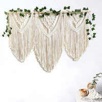 Guzhiou Large Macrame Wall Hanging - Boho Tapestry Macrame Wall Decor Art- Chic Bohemian Handmade Woven Tapestry Home Decoration For Bedroom Living Room Apartment Wedding Party - 43""X32"" (With Ivy)