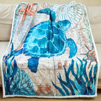 Sviuse Sea Turtle Blanket Blue Turtle Throw Blanket For Women, Men And Kids Nautical Chart Giant Sea Turtle Gifts For Turtle Lovers (50"" X 60"", Turtle 4)