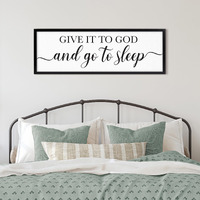Vivegate Give It To God And Go To Sleep Sign Framed 41""X14"" Bedroom Signs Wall Decor Above Bed Wall Art Over Bed Wall Decor (Black)