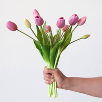 Aoivrb10Pcs Artificial Tulip Flowers Real Touch Tulips Plastic Flower Fake Bouquet Table Arrangements Gift For Home Office Party Wedding Birthday Garden Store Decoration (Light Purple)