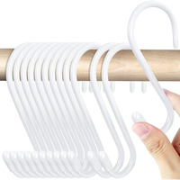 Higift 18 Pack White S Hooks For Hanging, 4-1/2 Inch Large Vinyl Coated Metal Closet Rod Hooks Heavy Duty, Non Slip Rust-Free S Shaped Hooks For Hanging Clothes Plant Jeans Bag Pan Pots Cups Towels