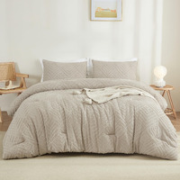 Litanika Oatmeal King Size Comforter Set, 3 Pieces Tufted Boho Farmhouse Bedding Comforter Sets, Lightweight Fluffy Comforter Bed Set For All Season (104X90In Comforter And 2 Pillowcases)