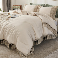 Andency King Size Comforter Set Beige, 3 Pieces Boho Tassel Lightweight Soft Bedding Comforter Sets For King Bed, All Season Fluffy Bed Set (104X90In Comforter & 2 Pillowcases)