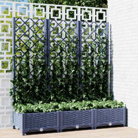 Vidaxl Garden Planter With Trellis Dark Gray 47.2X15.7X47.8 Pp