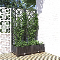 Vidaxl Garden Planter With Trellis Black 31.5X15.7X47.8 Pp