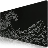 Icasso Gaming Mouse Pad, Xxl Large Gaming Mousepad, Big Rubber Base Mouse Mat With Stitched Edges, Computer Keyboard Desk Pad For Work, Game, Office, Home - Black Wave Of Kanagawa