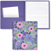 Steel Mill & Co Cute Large Spiral Notebook College Ruled, 11"" X 9.5"" With Durable Hardcover And 160 Lined Pages, Lilac Floral