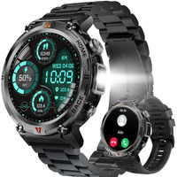 Military Smart Watch For Men With Led Flashlight, 1.45"" Hd Rugged Tactical Smartwatch (Call Receive/Dial), Outdoor Sports Fitness Tracker Watch With Heart Rate Sleep Monitor For Iphone Android Phone