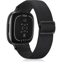 Fintie Elastic Band Compatible With Fitbit Versa 4 / Fitbit Sense 2 Bands/Fitbit Versa 3 / Fitbit Sense Bands, Soft Nylon Stretch Strap Replacement Accessories Wristband, Black