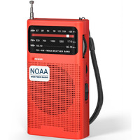 Goodes Noaa Weather Radio Am Fm, Transistor Radio With Loud Speaker, Headphone Jack, 2Aa Battery Operated Radio For Long Range Reception, Portable Radio For Indoor, Outdoor And Emergency Use-Red