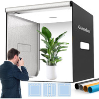 Glendan 40""X40"" Light Box Photography, Large Photo Light Box With 3 Light Panels, 594 Led Beads, Cri >95, Professional Photo Booth Shooting Tent Kit With 4 Color Backdrops For Product Photography