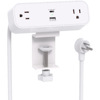 Desk Clamp Power Strip, 65W 10Ft Desk Power Strip - 2 Outlets Desktop Power Strip With Usb C 65W, Usb A(Qc 18W) Desktop Desk Clamp Desk Power Station For Office, Home