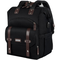 Falanko Laptop Backpack For Women, Work Doctor Teacher Nurse Wide Open College 15.6 Inch Laptops Backpack Purse With Usb Charging Port, Travel Water Resistant Rfid Computer Bag For Men Women Black